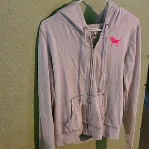 VS Love Pink Gray zip up hoodie